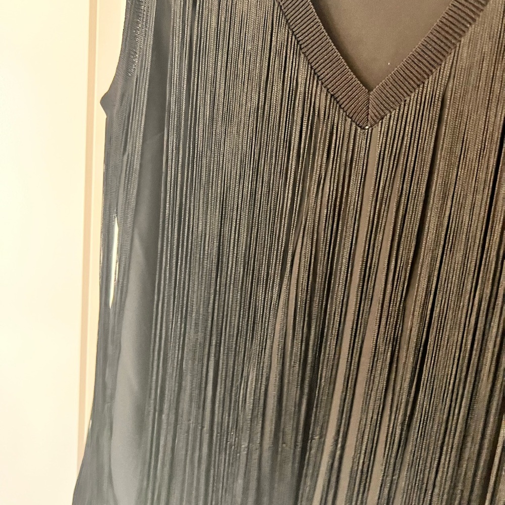 Sachin and Babi fringed black V-neck top